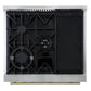FORNO Giovanni 30" 4.32 cu. ft. Gas Range with 5 Burners, Air Fry Basket, Wok Support and Griddle in Black with Antique Brass Accents, FFSGS6274-30BLK