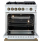 FORNO Giovanni 30" 4.32 cu. ft. Gas Range with 5 Burners, Air Fry Basket, Wok Support and Griddle in White with Antique Brass Accents, FFSGS6274-30WHT