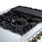FORNO Giovanni 30" 4.32 cu. ft. Gas Range with 5 Burners, Air Fry Basket, Wok Support and Griddle in White with Antique Brass Accents, FFSGS6274-30WHT