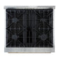 FORNO Marco 30" 4.32 cu.ft. Gas Range with 4 Burners and Temperature Gauge in Black with Antique Brass Accents, FFSGS6277-30BLK