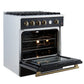 FORNO Marco 30" 4.32 cu.ft. Gas Range with 4 Burners and Temperature Gauge in Black with Antique Brass Accents, FFSGS6277-30BLK
