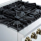 FORNO Marco 30" 4.32 cu.ft. Gas Range with 4 Burners and Temperature Gauge in White with Antique Brass Accents, FFSGS6277-30WHT