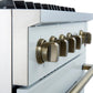 FORNO Marco 30" 4.32 cu.ft. Gas Range with 4 Burners and Temperature Gauge in White with Antique Brass Accents, FFSGS6277-30WHT