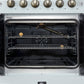 FORNO Galiano 30" 4.32 cu. ft. French Door Gas Range with 5 Sealed Burners in White with Antique Brass Accents, FFSGS6444-30WHT