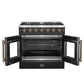 FORNO Galiano 36" 5.36 cu. ft. French Door Gas Range with 6 Sealed Burners in Black with Antique Brass Accents, FFSGS6444-36BLK