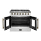 FORNO Galiano 36" 5.36 cu. ft. French Door Gas Range with 6 Sealed Burners in White with Antique Brass Accents, FFSGS6444-36WHT