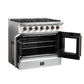 FORNO Galiano 36" 5.36 cu. ft. French Door Gas Range with 6 Sealed Burners in White with Antique Brass Accents, FFSGS6444-36WHT