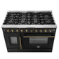 FORNO Galiano 48" 6.58 cu. ft. French Door Gas Range with 8 Sealed Burners and Griddle in Black with Antique Brass Accents, FFSGS6444-48BLK