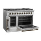 FORNO Galiano 48" 6.58 cu. ft. French Door Gas Range with 8 Sealed Burners and Griddle in White with Antique Brass Accents, FFSGS6444-48WHT