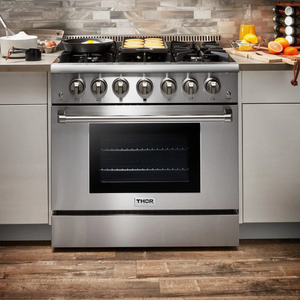 THOR Kitchen Package - 36" Gas Range, Range Hood, Microwave, Refrigerator, Dishwasher, AP-HRG3618U-7