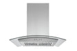 Hauslane | Chef Series IS-200 30" Modern Island Range Hood | Contemporary Tempered Glass | Powerful Suction with Maximum Coverage, LED, and Baffle Filters | Fits 6” Round Duct or Recirculation