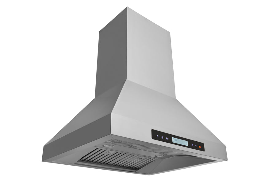 Hauslane | Chef Series IS-500 36” Island Range Hood | Elegant Canopy Design with Powerful Motor and Quiet Operation | Dual Control, Changeable LED, Delay Shutoff, Baffle Filters | Fits 6” Round Duct