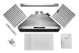 Hauslane | Chef Series Range Hood 30" WM-538 Wall Mount Range Hood | European Style Stainless Steel Stove Ventilation | 3 Speed, Touch Control, LED Lamps, Baffle Filters | Vented or Ductless full kits