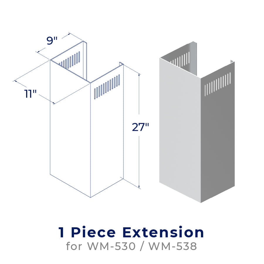 Hauslane Chimney Cover Extension CHE001 for Hauslane Range Hoods WM-530 and WM-538