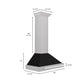 ZLINE 30" Convertible Satin Stainless Steel Wall Mount Range Hood with Black Matte Shell and Stainless Steel Handle, KB4SNX-BLM-30