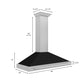 ZLINE 48" Convertible Satin Stainless Steel Wall Mount Range Hood with Black Matte Shell and Stainless Steel Handle, KB4SNX-BLM-48