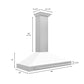 ZLINE 48" Convertible Satin Stainless Steel Wall Mount Range Hood with White Matte Shell and Stainless Steel Handle, KB4SNX-WM-48