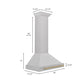 ZLINE Autograph 30" Convertible Satin Stainless Steel Wall Mount Range Hood with Champagne Bronze Handle, KB4SNZ-30-CB