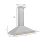 ZLINE Autograph 48" Convertible Satin Stainless Steel Wall Mount Range Hood with Polished Gold Handle, KB4SNZ-48-G