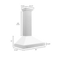 ZLINE 36" Convertible Satin Stainless Steel Wall Mount Range Hood with White Matte Shell and Stainless Steel Handle, KB4SNX-WM-36