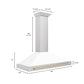 ZLINE 48 Inch Autograph Edition Stainless Steel Range Hood with White Matte Shell and Gold Handle, KB4STZ-WM48-G
