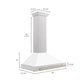 ZLINE Autograph 36" Convertible Satin Stainless Steel Wall Mount Range Hood with White Matte Shell and Champagne Bronze Handle, KB4SNZ-WM36-CB