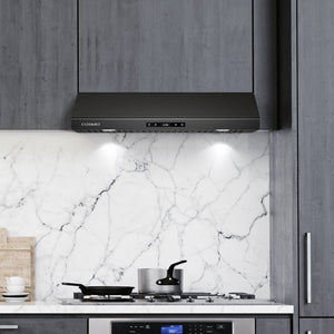 Cosmo Haven 30" 500 CFM Ducted Under Cabinet Range Hood, Touch Controls, LED Lights in Matte Black, COS-KS6U30-BK