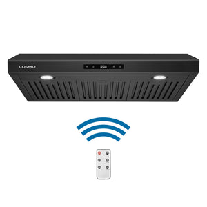 Cosmo Haven 30" 500 CFM Ducted Under Cabinet Range Hood, Touch Controls, LED Lights in Matte Black, COS-KS6U30-BK