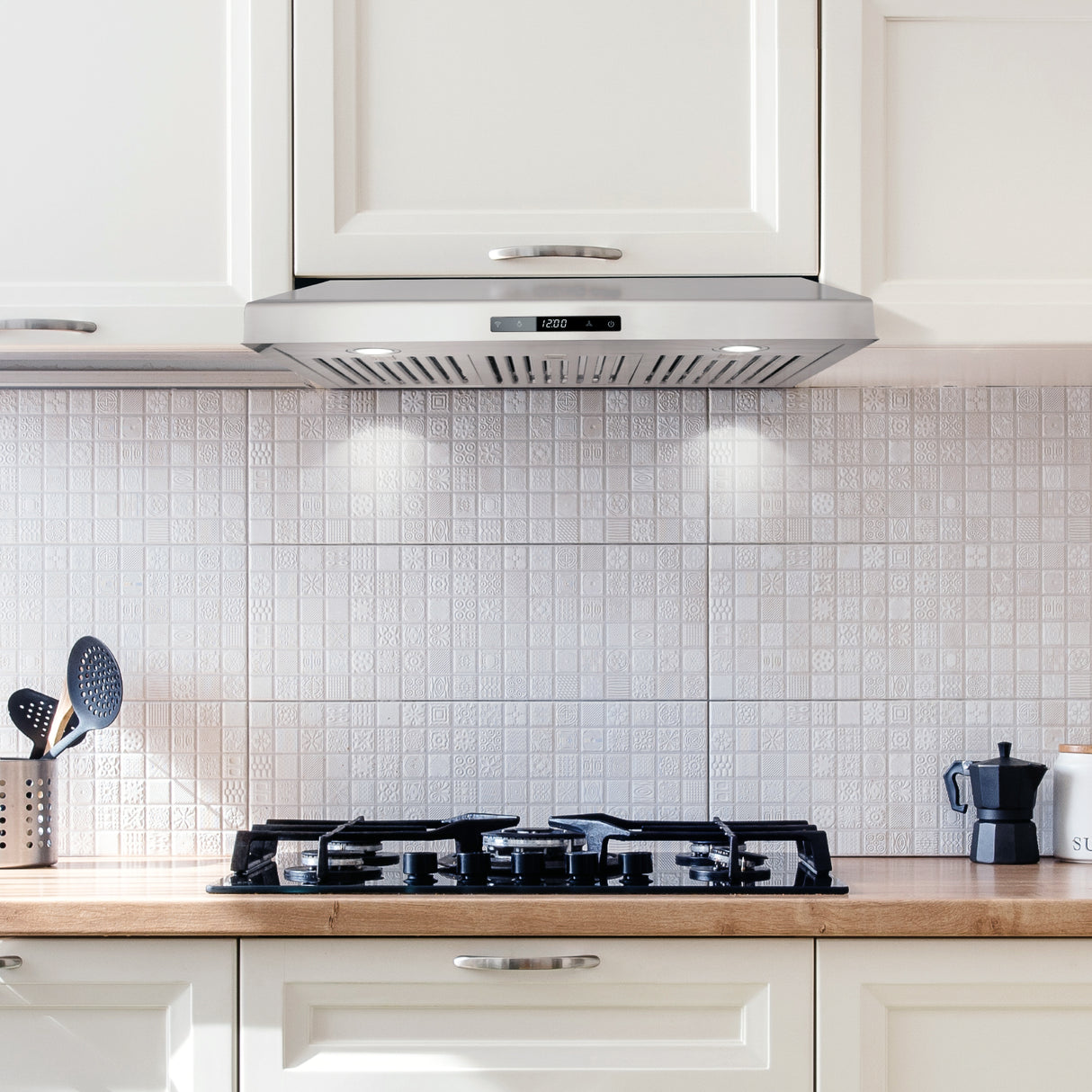 Cosmo 30" Under Cabinet Range Hood with Digital Touch Controls in Stainless Steel