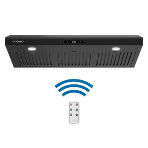 Cosmo Haven 36" Ducted Under Cabinet Range Hood, Touch Controls, LED Lights in Matte Black, COS-KS6U36-BK