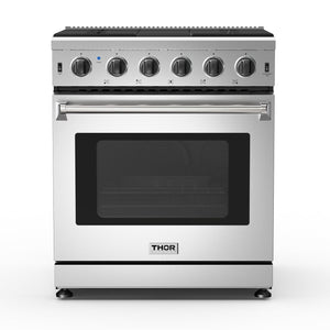 THOR Kitchen 30 in. 4.55 cu. ft. Professional Natural Gas Range in Stainless Steel, LRG3001U