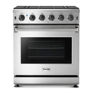 THOR Package - 30" Propane Gas Range, Range Hood, Microwave, Refrigerator, Dishwasher, Wine Cooler