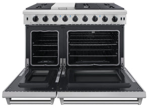 THOR Kitchen 48 in. 6.8 cu. ft. Double Oven Natural Gas Range in Stainless Steel, LRG4807U