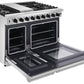THOR Kitchen 48 in. 6.8 cu. ft. Double Oven Natural Gas Range in Stainless Steel, LRG4807U