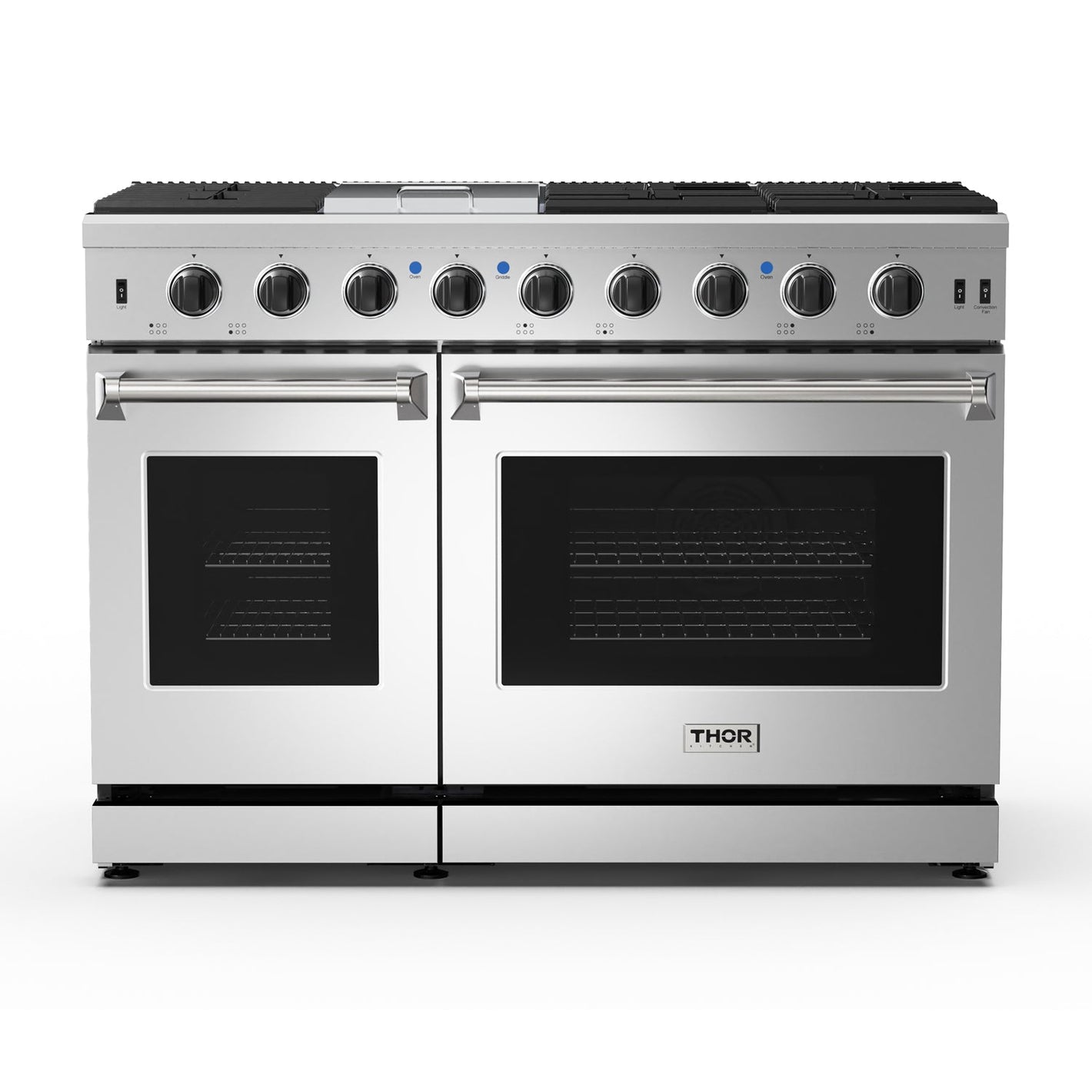 THOR Kitchen 48 in. 6.8 cu. ft. Double Oven Propane Gas Range in Stainless Steel, LRG4807ULP