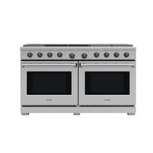 THOR Kitchen 60" 9.6 cu. ft. Professional Natural Gas Range with 8 Burners, LRG60E