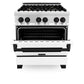 ZLINE Autograph 30" 4.0 cu. ft. Dual Fuel Range with White Matte Door and Black Matte Accents, RAZ-WM-30-MB