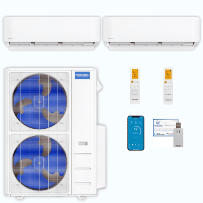 MRCOOL DIY 5th Gen 2-Zone 60,000 BTU Ductless Mini Split Air Conditioner & Heat Pump (9K+12K), DIY2-B-55HP2436