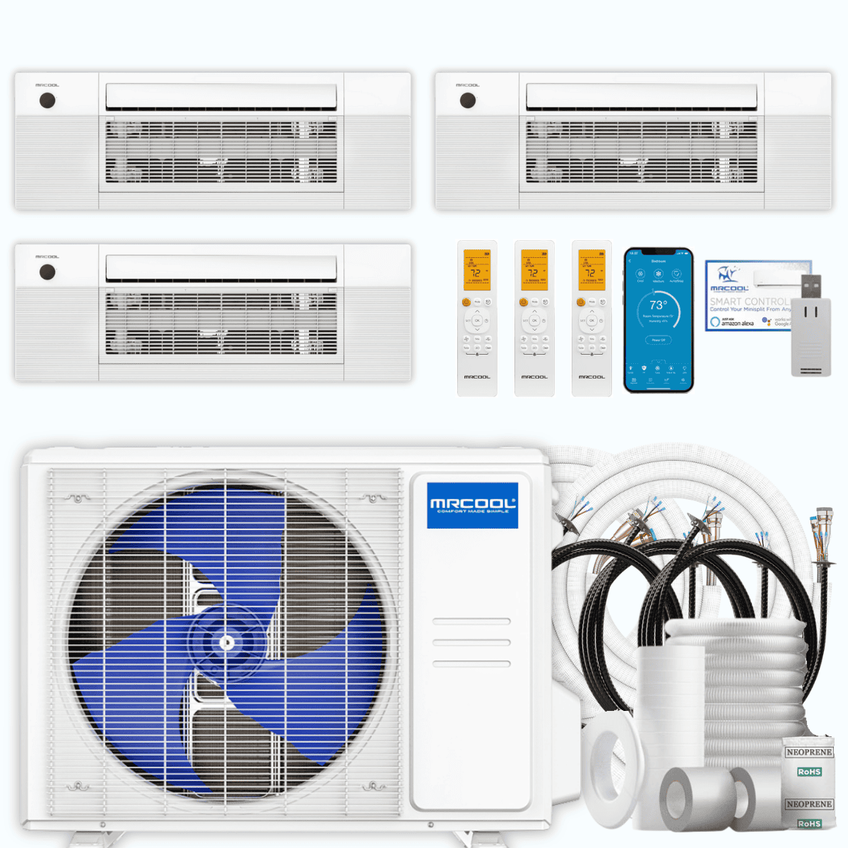 MRCOOL DIY 5th Gen 3-Zone 36,000 BTU Ceiling Cassette Ductless Mini Split Air Conditioner & Heat Pump with Pre-Charged Line Sets (12K+12K+12K), DIYM336HP