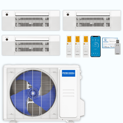 MRCOOL DIY 5th Gen 3-Zone 30,000 BTU Ceiling Cassette Ductless Mini Split Air Conditioner & Heat Pump (6K+6K+18), DIY3-BC-27HP
