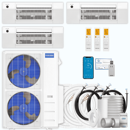 MRCOOL DIY 5th Gen 3-Zone 36,000 BTU Ceiling Cassette Ductless Mini Split Air Conditioner & Heat Pump with Pre-Charged Line Sets (9K+9K+18K), DIYM348HP