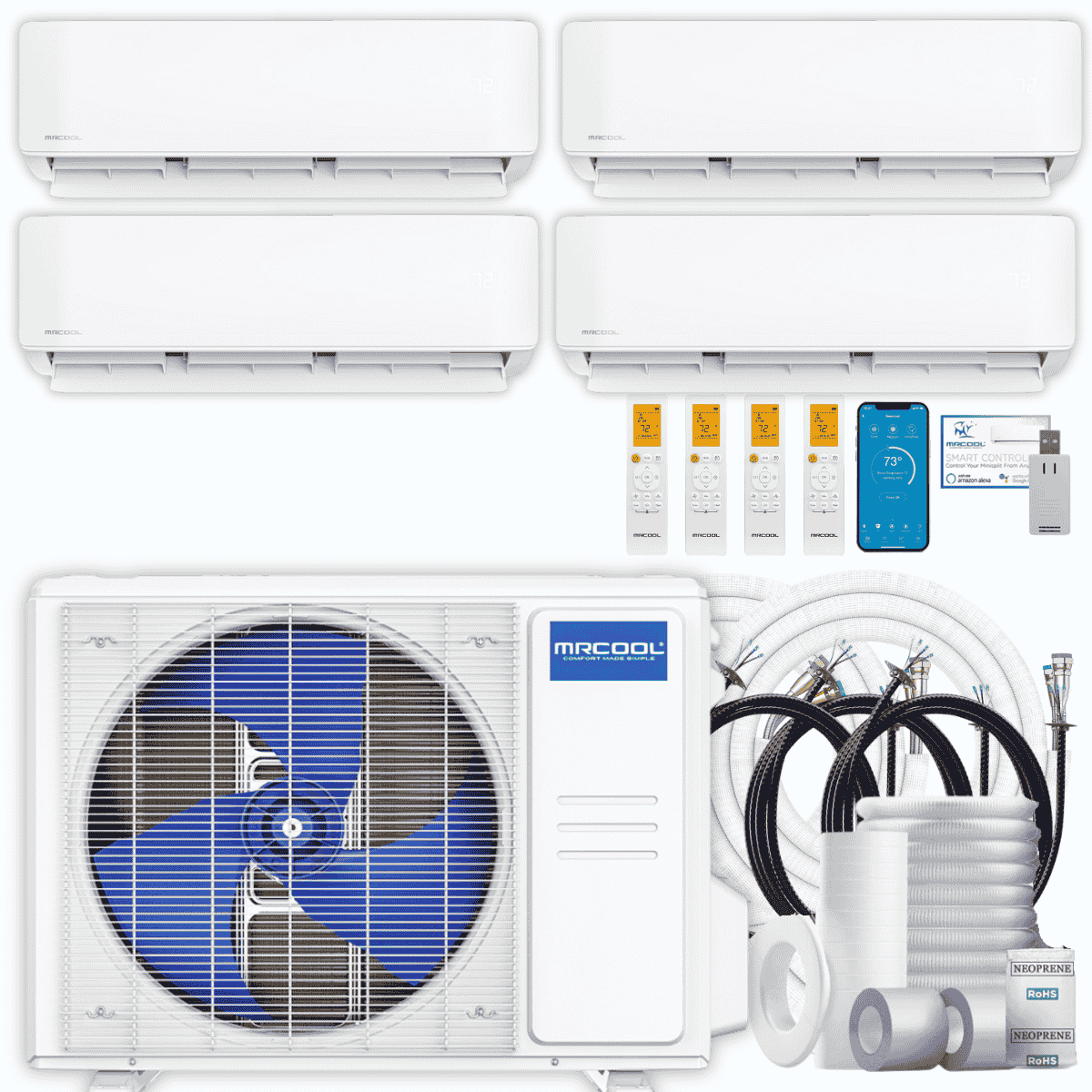 MRCOOL DIY 5th Gen 4-Zone 27,000 BTU Ductless Mini Split Air Conditioner & Heat Pump with Pre-Charged Line Sets (6K+6K+6K+9K), DIYM427HP