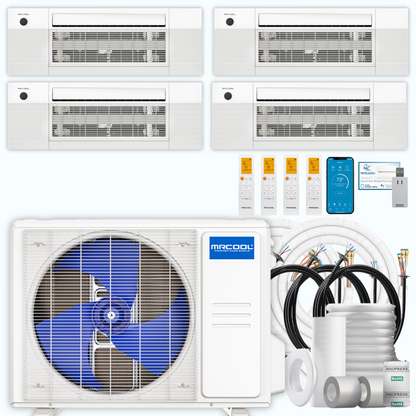 MRCOOL DIY 5th Gen 4-Zone 36,000 BTU Ceiling Cassette Ductless Mini Split Air Conditioner & Heat Pump with Pre-Charged Line Sets (6K+9K+9K+12K), DIYM436HP