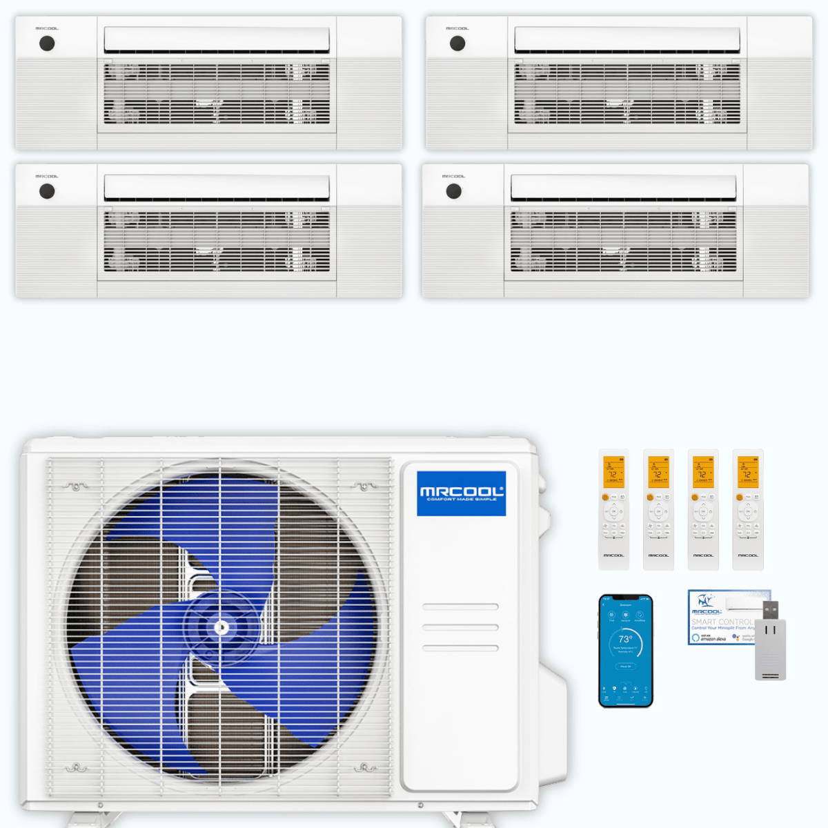 MRCOOL DIY 5th Gen 4-Zone 36,000 BTU Ceiling Cassette Ductless Mini Split Air Conditioner & Heat Pump (6K+6K+12K+12K), DIY4-BC-36HP