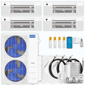 MRCOOL DIY 5th Gen 4-Zone 36,000 BTU Ceiling Cassette Ductless Mini Split Air Conditioner & Heat Pump with Pre-Charged Line Sets (9K+9K+9K+9K), DIYM448HP