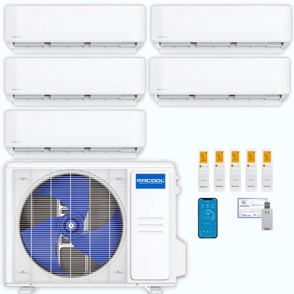 MRCOOL DIY 5th Gen 5-Zone 36,000 BTU Ductless Mini Split Air Conditioner & Heat Pump (6K+6K+6K+9K+9K), DIY5-B-36HP