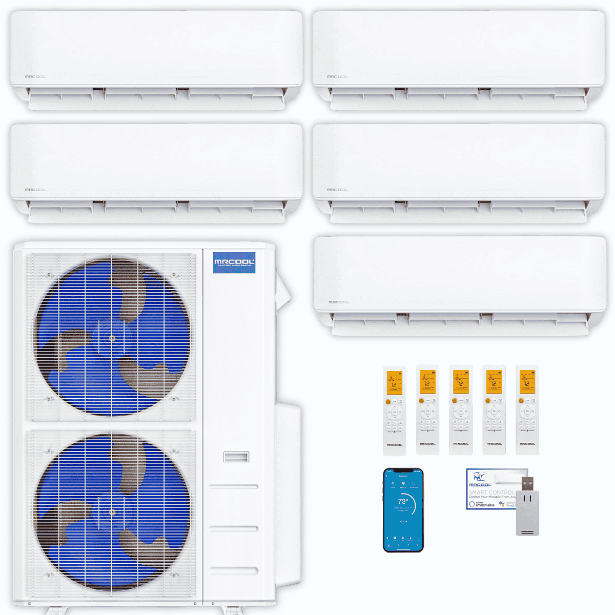 MRCOOL DIY 5th Gen 5-Zone 45,000 BTU Ductless Mini Split Air Conditioner & Heat Pump (9K+9K+9K+9K+9K), DIY5-B-48HP