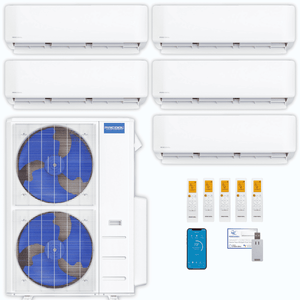 MRCOOL DIY 5th Gen 5-Zone 63,000 BTU Ductless Mini Split Air Conditioner & Heat Pump (9K+9K+9K+12K+24K), DIY5-B-55HP