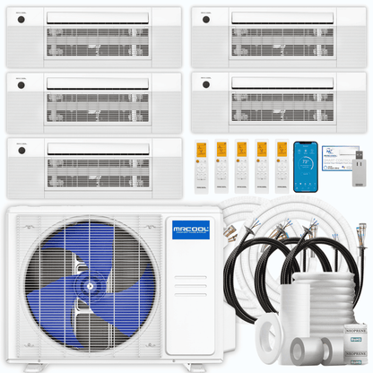 MRCOOL DIY 5th Gen 5-Zone 36,000 BTU Ceiling Cassette Ductless Mini Split Air Conditioner & Heat Pump with Pre-Charged Line Sets (6K+6K+6K+9K+9K), DIYM536HP