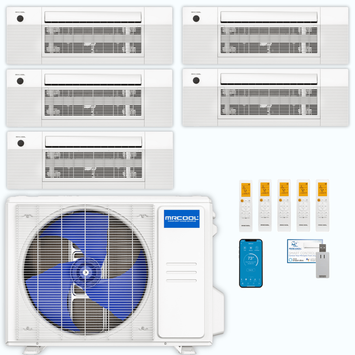 MRCOOL DIY 5th Gen 5-Zone 36,000 BTU Ceiling Cassette Ductless Mini Split Air Conditioner & Heat Pump (6K+6K+6K+6K+12K), DIY5-BC-36HP